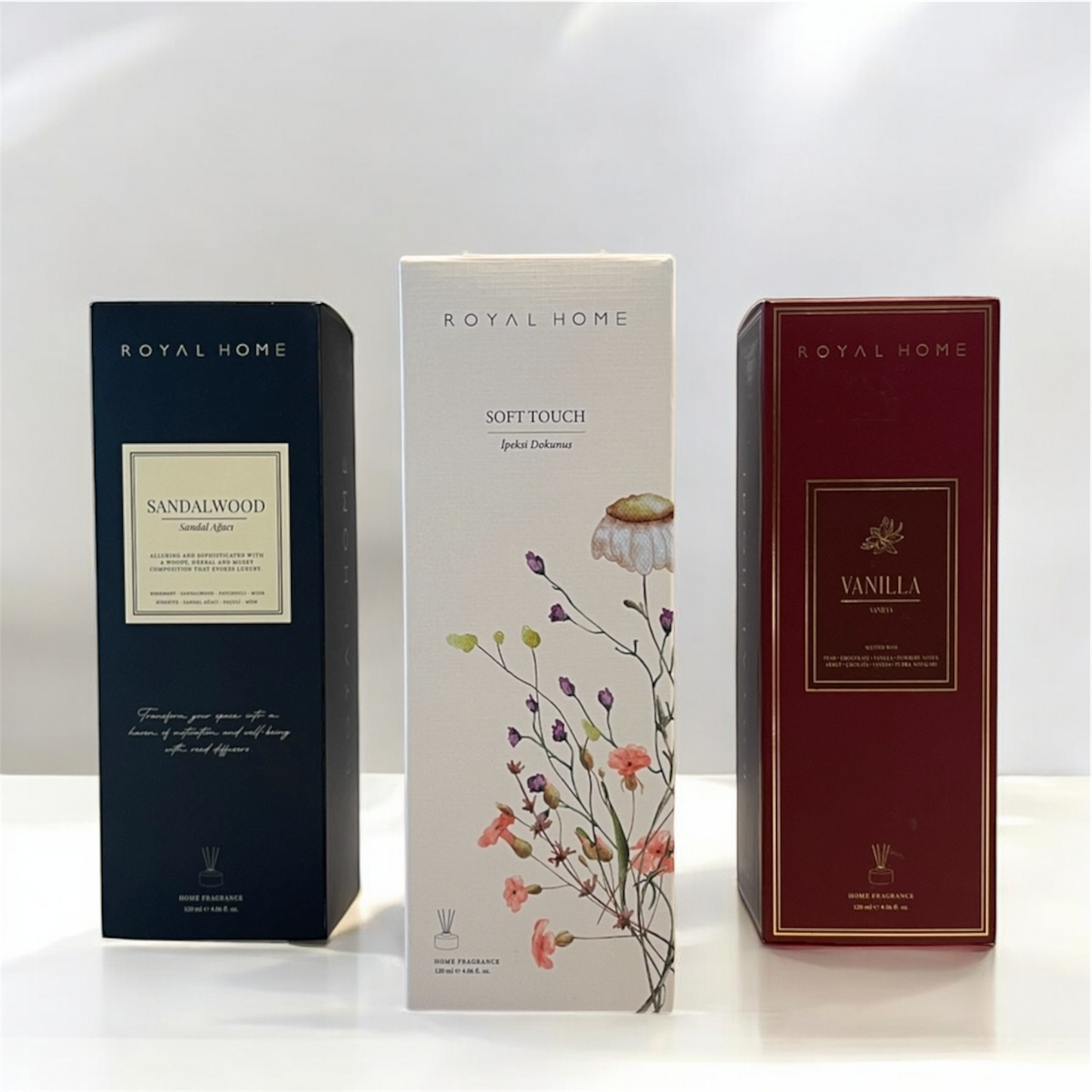 Raumdüfte von Royal Platinum bei Duftroom - Diffuser mit Duftstäbchen - Soft Touch | Sandalwood | Vanilla Chocolate